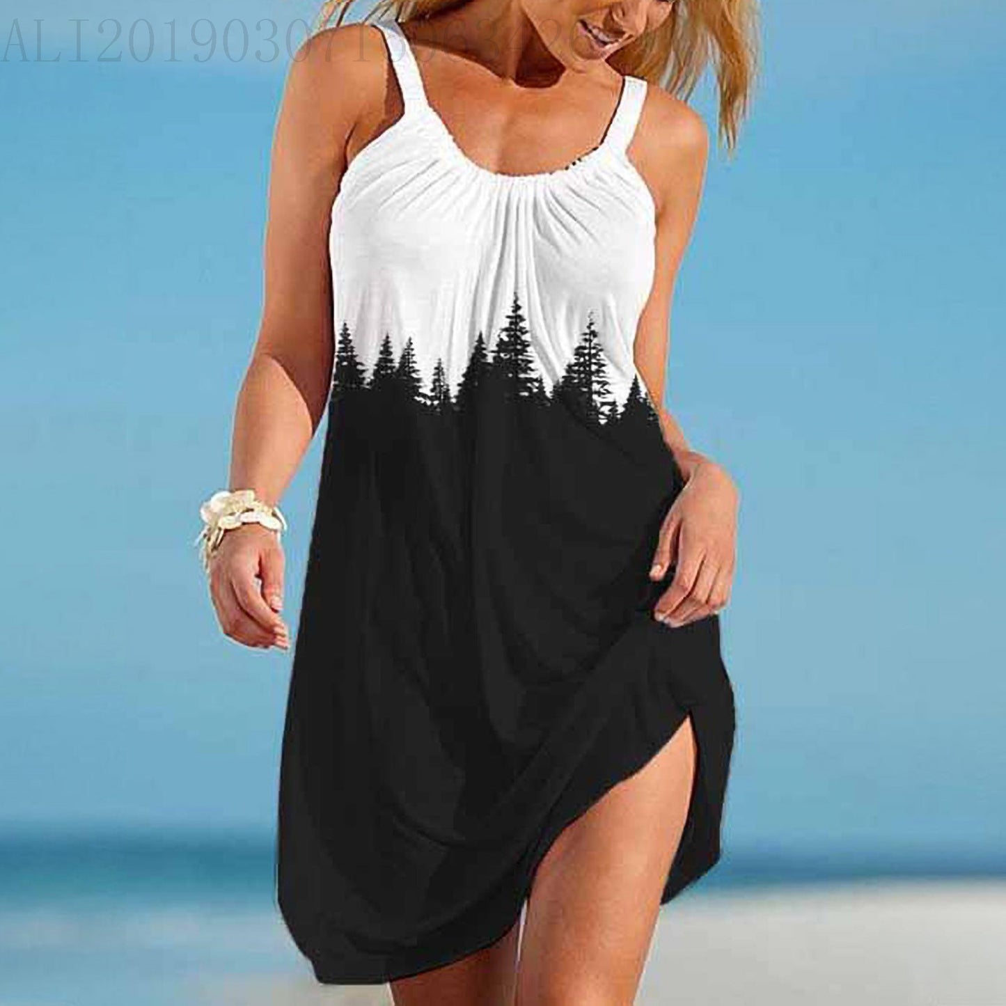 Women's Printing Slip Loose Beach Sexy Print Dress