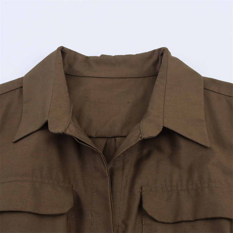 Women's Autumn Fashionable Casual Loose Poplin Shirt Dresses