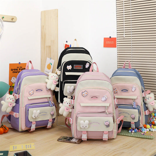 Women's Canvas Korean Fashion Letters Junior High Backpacks