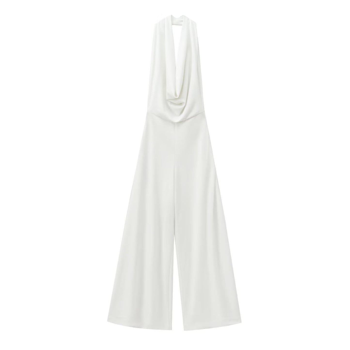 Women's Pullover Hanging Collar Sleeveless Backless Crepe Jumpsuits