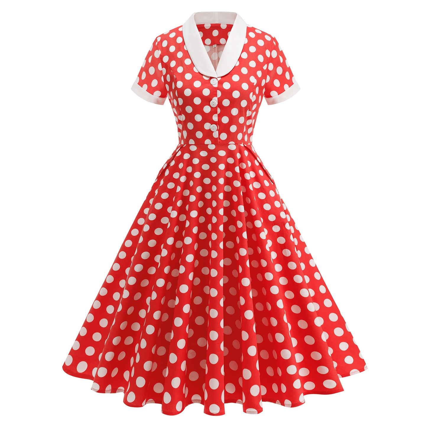 Women's Hepburn Style Retro Spring Travel Court Tight Waist Light Dresses