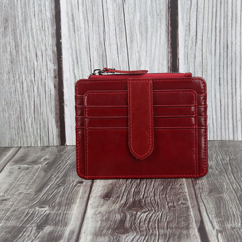 Women's Layer Cowhide Genuine Leather Change Mini Card Holder