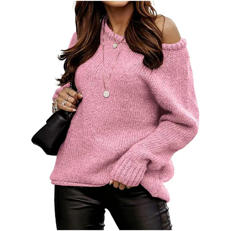Women's Round Neck Pullover Solid Color Casual Sweaters