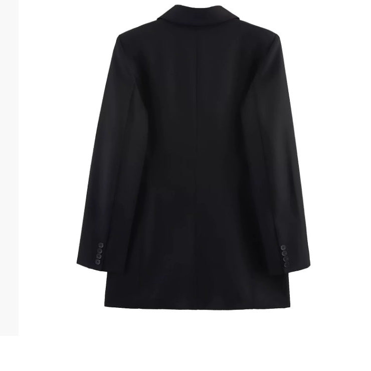 Women's Silk Satin Ladies Padded Shoulder Long Coats