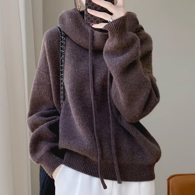 Women's European Goods Woolen Hooded Thickened Idle Sweaters