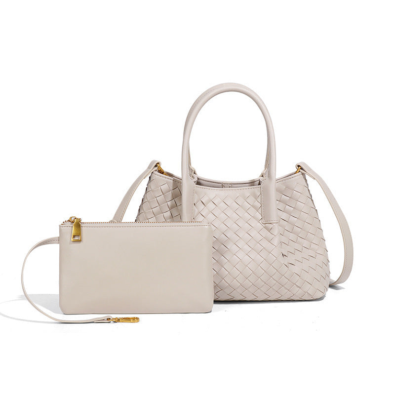 Women's Hand-woven Genuine High Texture Large Capacity Commute Handbags