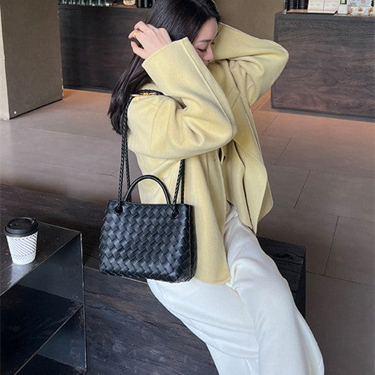 Women's Metal Cord Fastener Woven Underarm Crossbody Bags