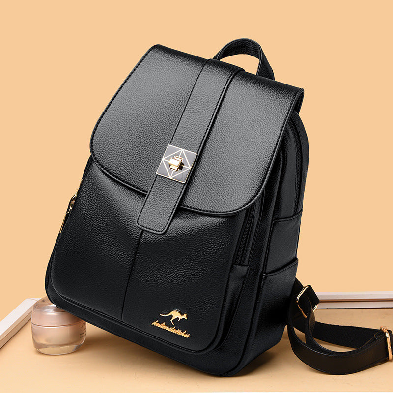 Women's Versatile Large Capacity Classy Soft Leather Backpacks