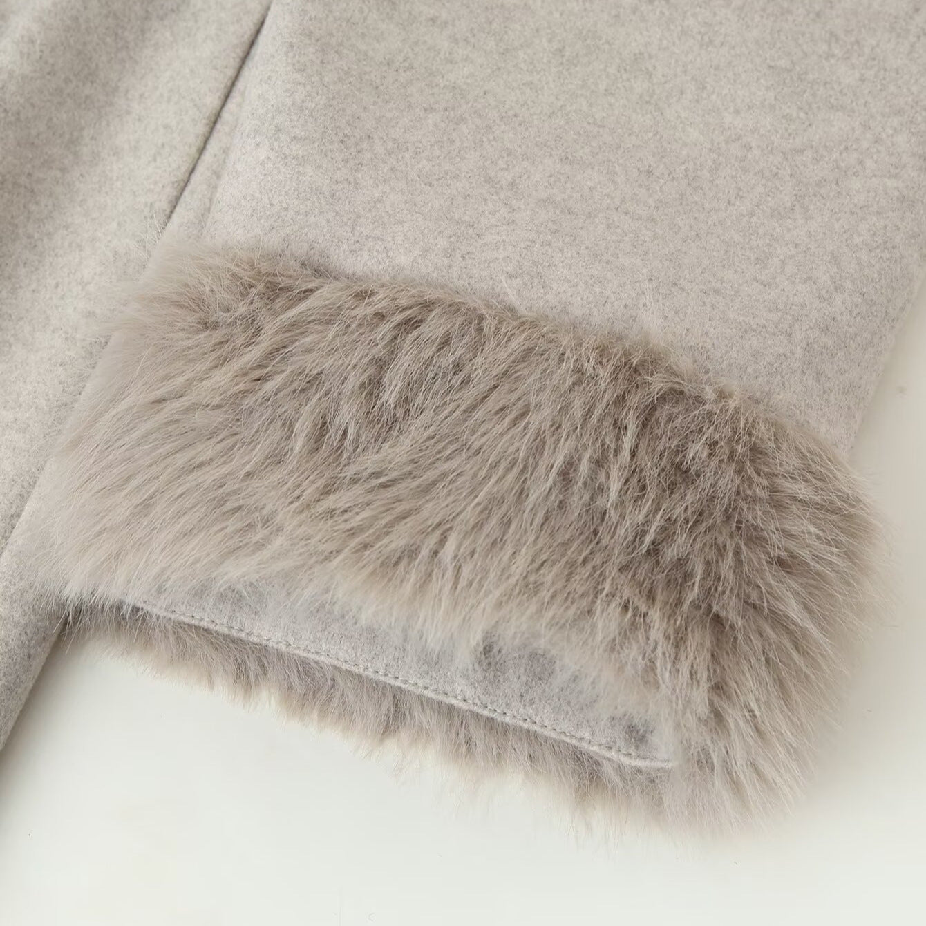 Women's Pretty Wool Cuff Long Woolen Coats