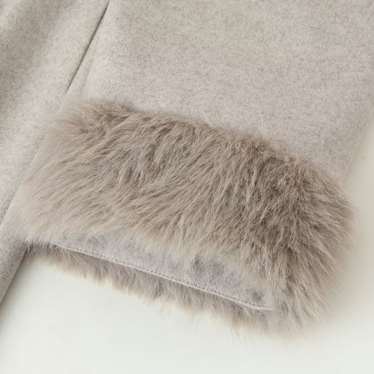 Women's Pretty Wool Cuff Long Woolen Coats