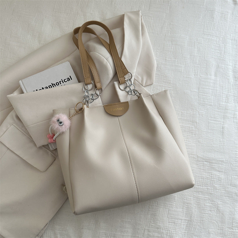 Women's Simple Textured Gentle Spring Commuter Underarm Tote Bags