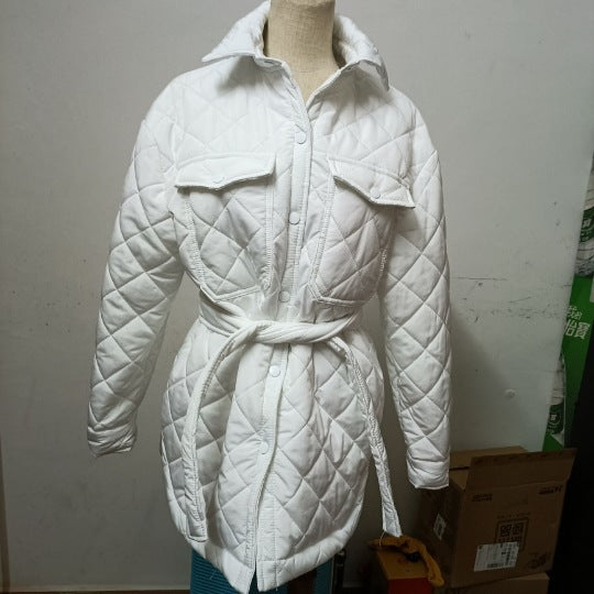 Women's Long Breasted Lapel Loose Warm Rhombus Coats