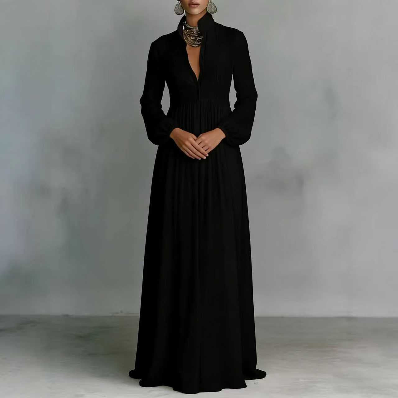French Style Slimming Long Sleeve Pleated Small Dress