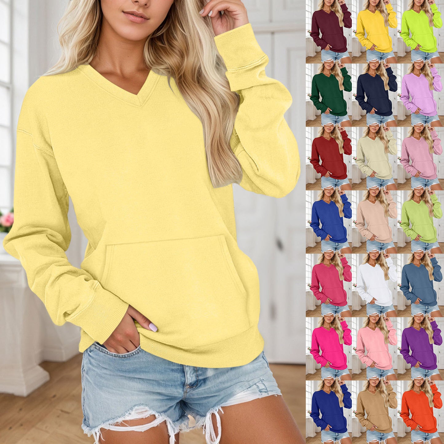 Women's Pullover Solid Color Loose Long Sleeve Women's Sweater, Sweater