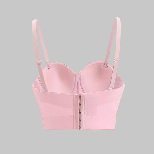 Sling Outer Wear Pink Rhinestone Row Vests