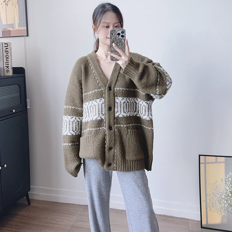 Women's Stitching Design Sense Niche Loose Lazy Knitwear