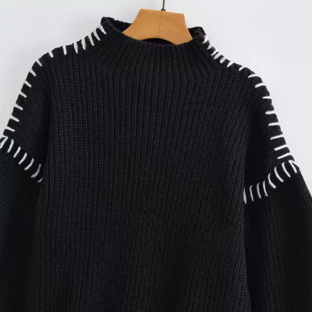 Women's Outer Wear Round Neck Warm Color Knitwear