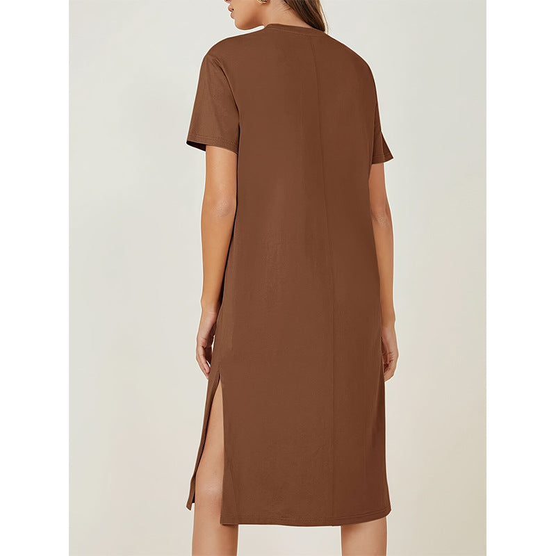 Women's Short-sleeved Summer Solid Color Cotton Inner Dress