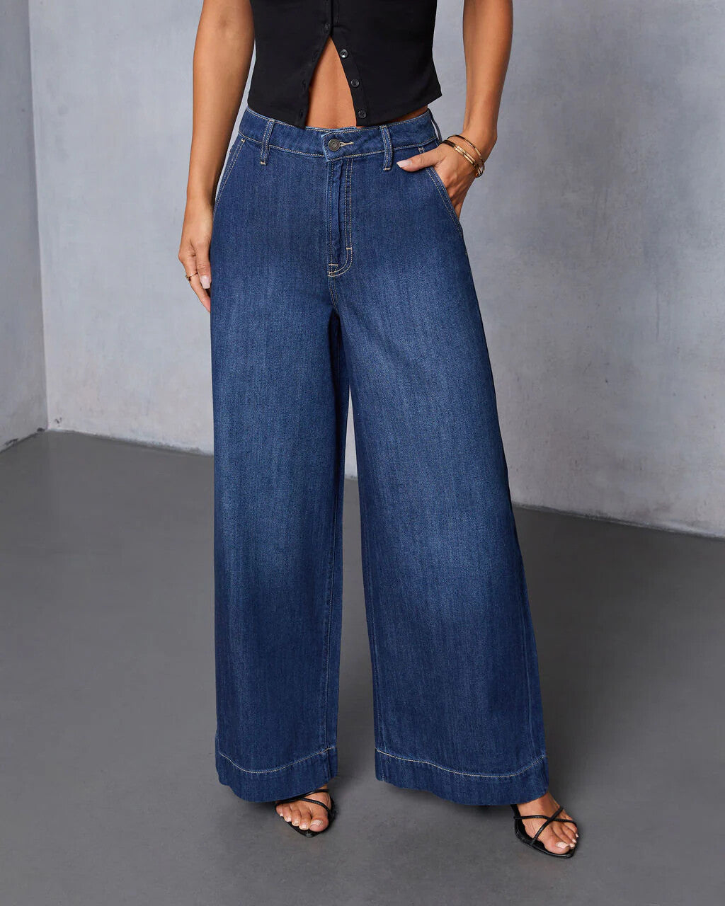 Women's Washed Temperament High Waist Long Trousers Women's Jeans