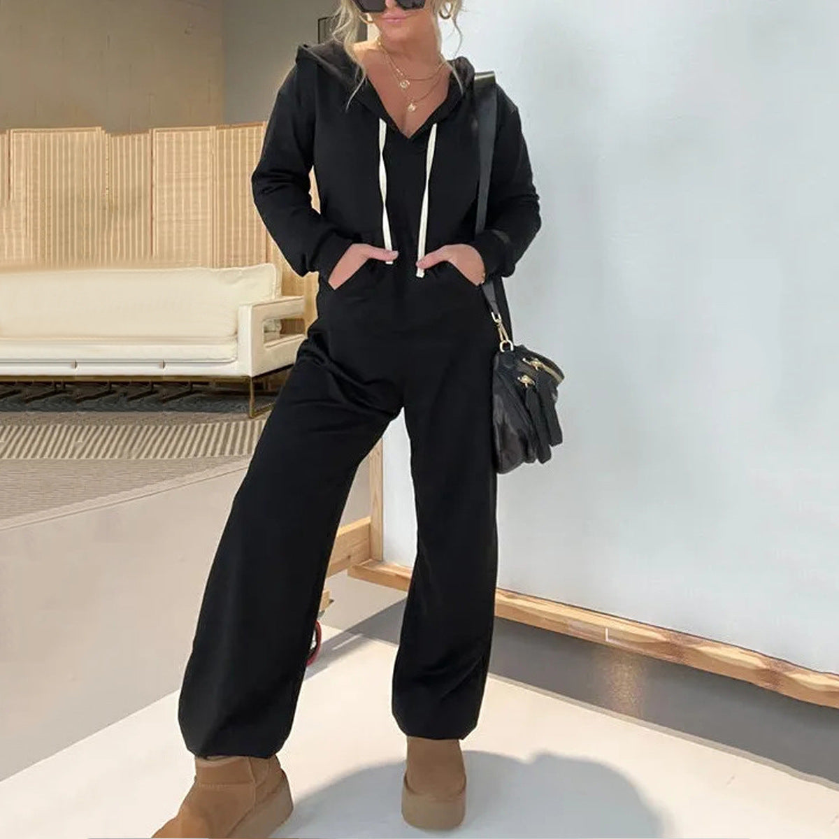 Women's Casual Fashion Solid Color Hoodie Women's Jumpsuit/clothing