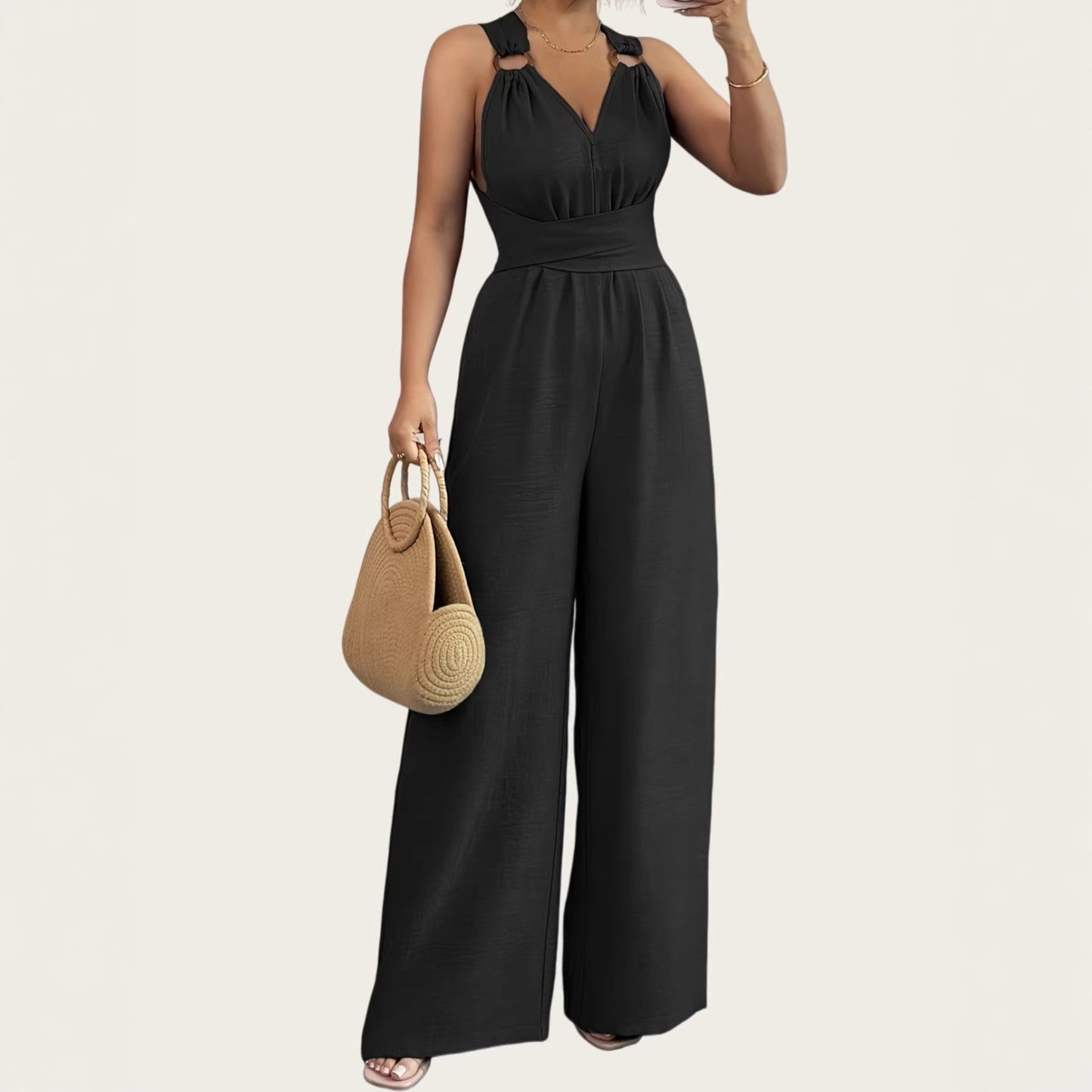 Women's Fashion Sexy Backless Cross Belt Wide Women's Jumpsuit/clothing