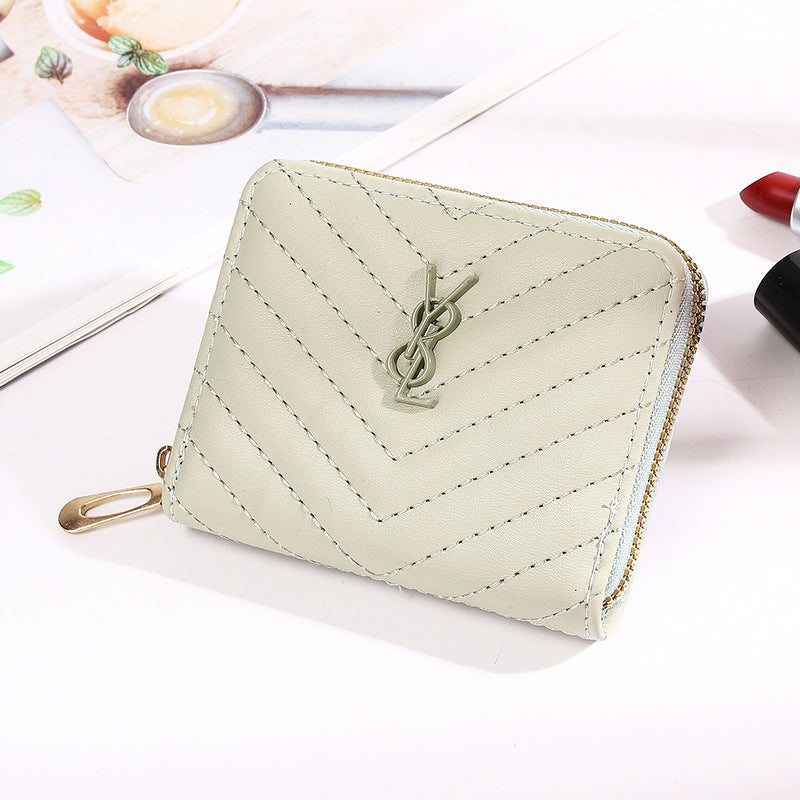 Women's Short Solid Color Summer Button Zipper Coin Purses
