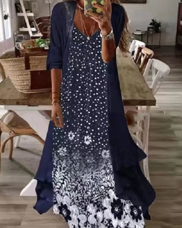 Women's Summer Print Holiday Suspender Dress Indian Style Dresses
