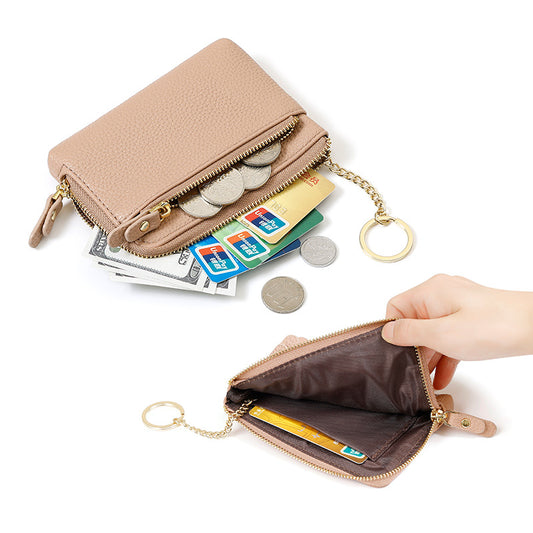 Women's Zipper Short Leather Carry-on Pendant Earphone Ladies Wallets