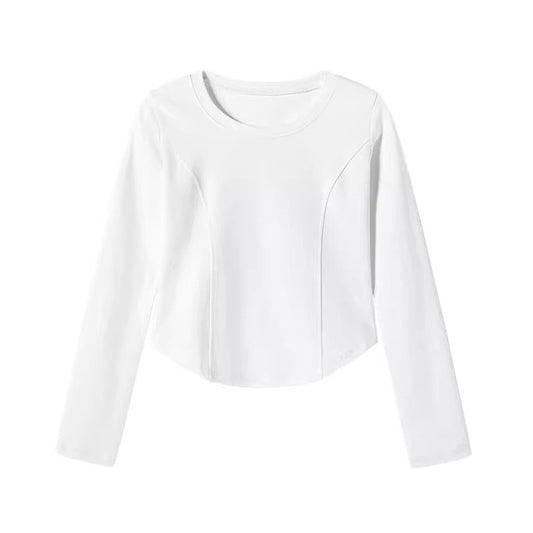 Long Sleeve Female White Irregular Inner Women's T-shirt