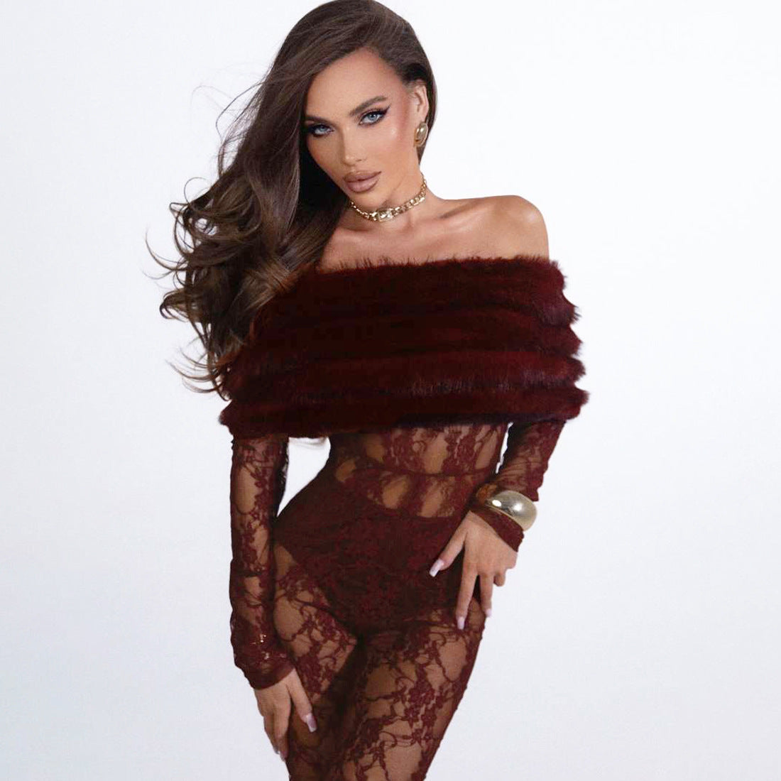 Women's Sexy Temperament Woolen Stitching For Jumpsuits