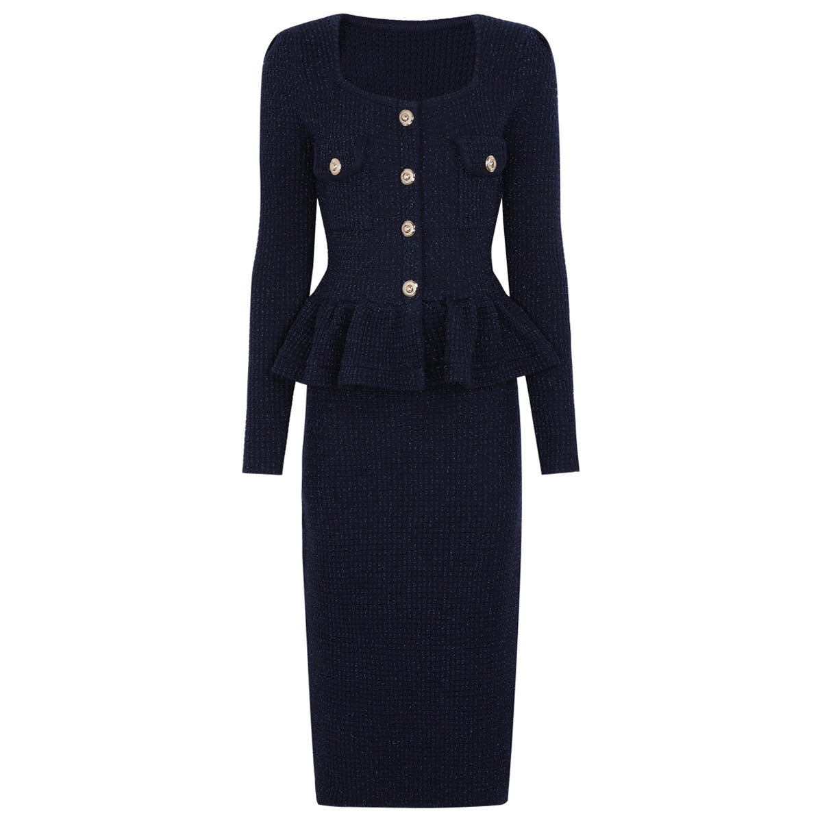 Knitted Lotus Leaf Slim Fit Slimming Long Dresses