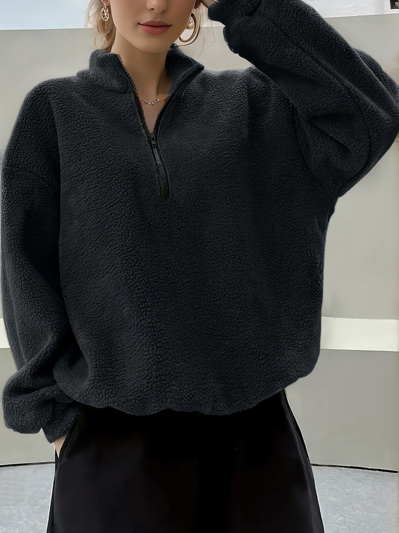 Winter Long Sleeve Casual Simple Solid Color Women's Sweater, Sweater
