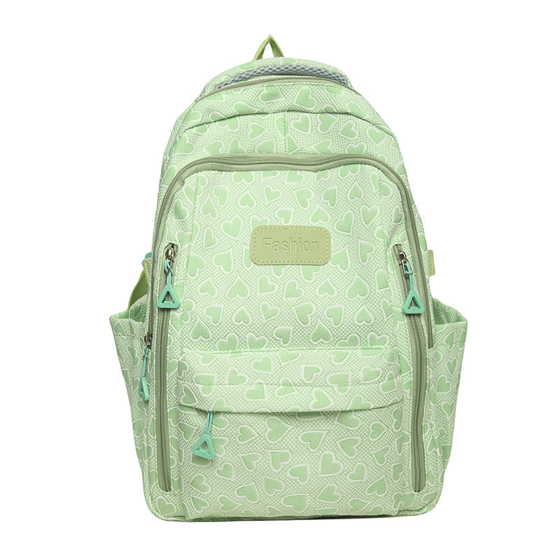 Good-looking Large Capacity Heart Printing Fresh Middle School Students' Schoolbags