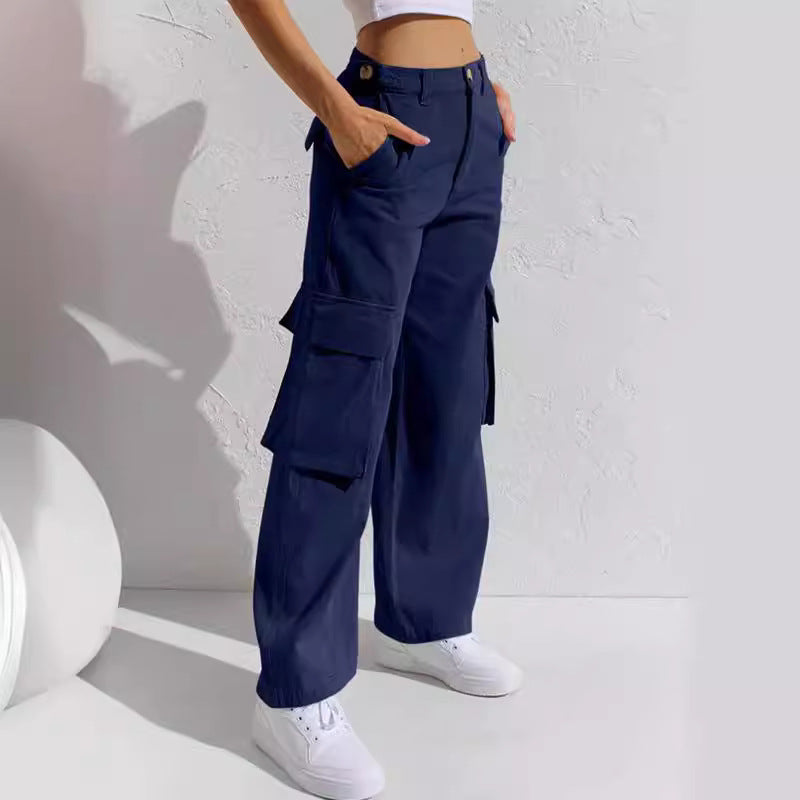 Casual Loose Wide Leg Straight Cargo Jeans