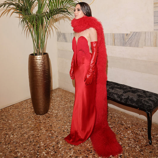 High-grade Red Waisted Long Dress High Dresses