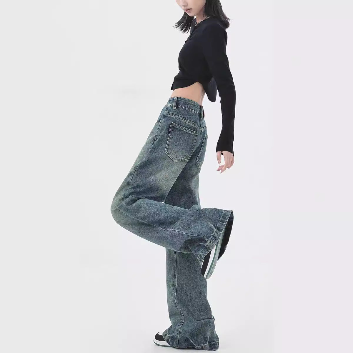 Gradient Slightly Spicy American Retro Design Jeans