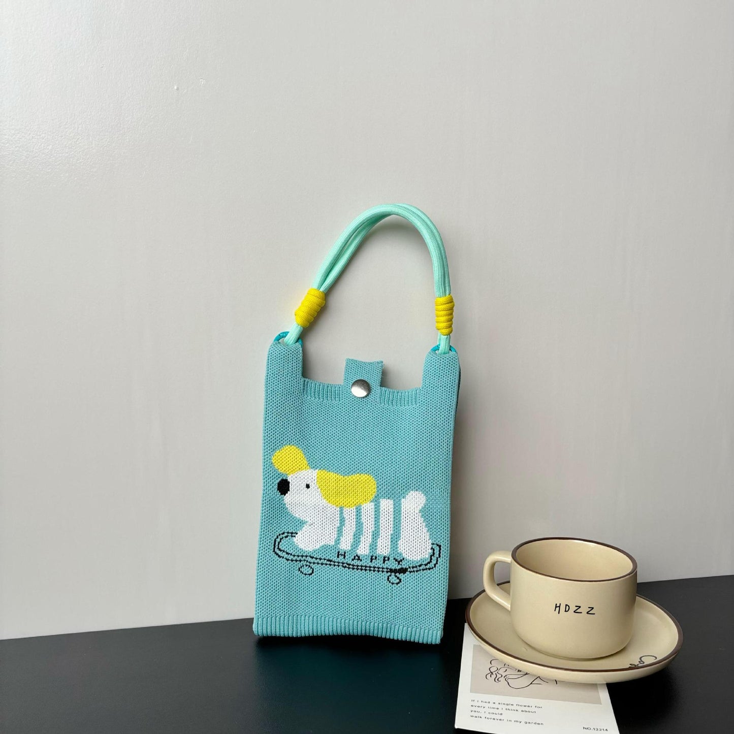 High-grade Mobile Cartoon Knitted Dopamine Color Phone Bags
