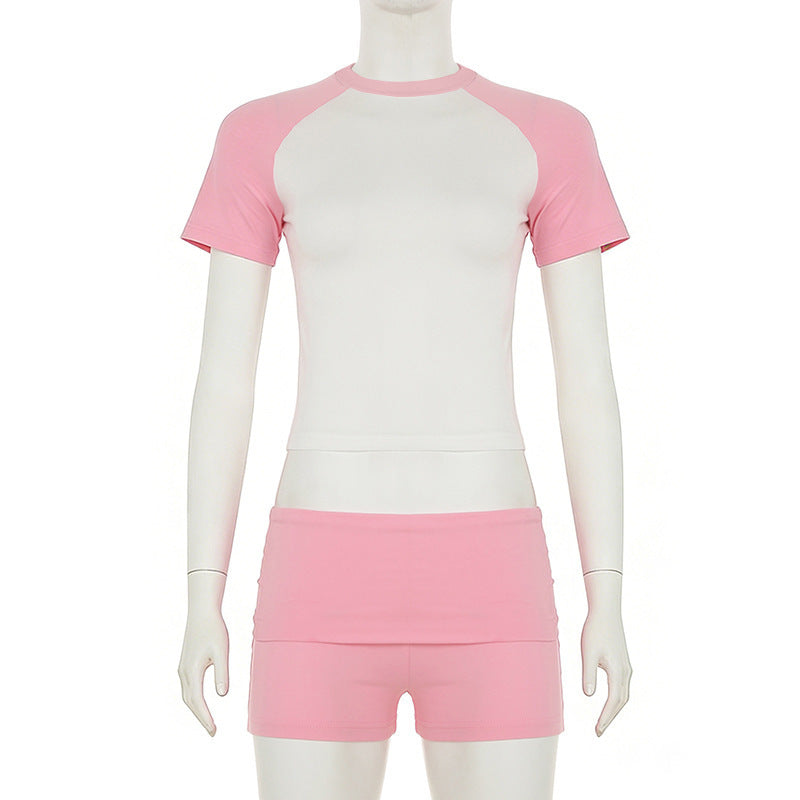 Comfortable Basic Sports Short-sleeved Solid Hair Fashion Casual Suit