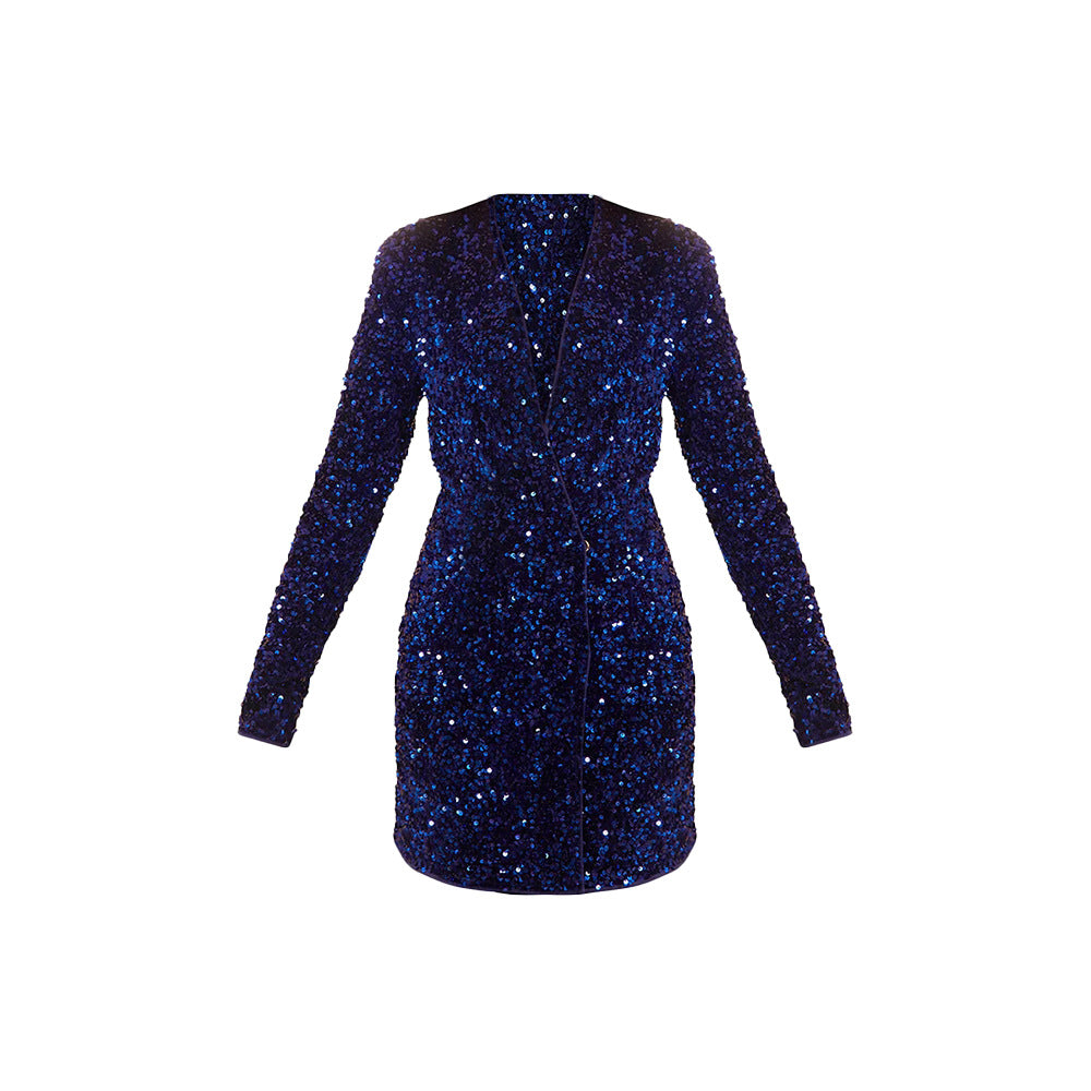 Women's Veet Sequined Long Sleeve Temperament Commute Skirts