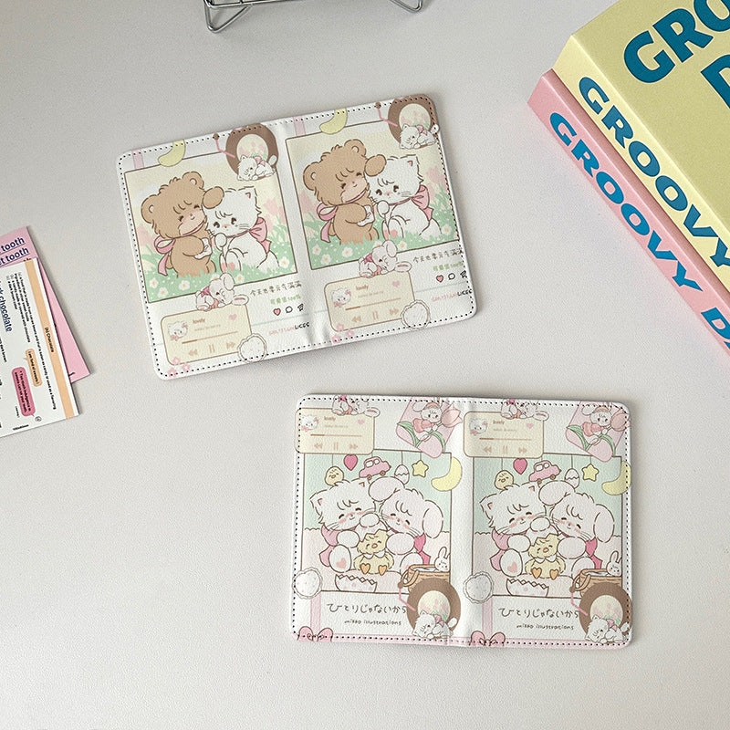 Cute Leather Overseas Passport Cover Storage Card Holder