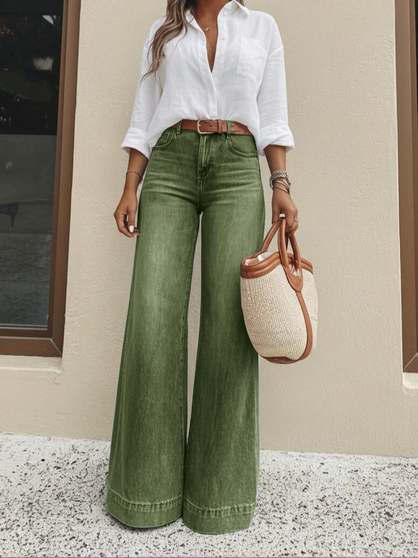 Fashion Retro Washed Wide Leg Loose Slimming Jeans