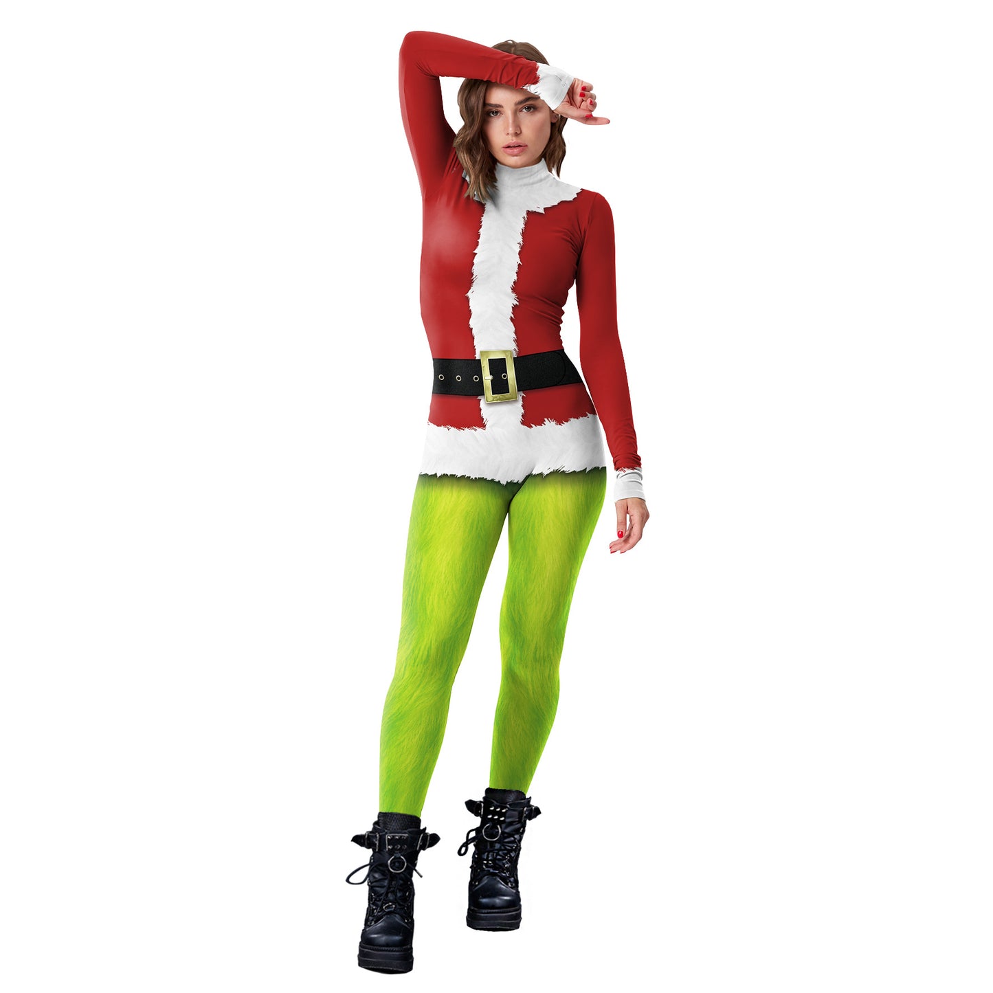 Christmas Grinch Outfit Stage Clothes Digital Printing Tight Clothing