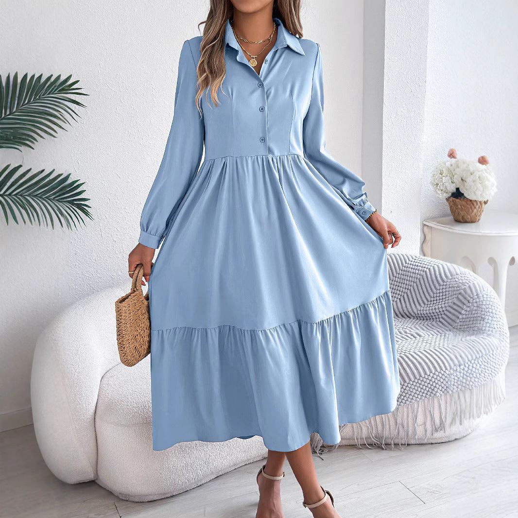 Women's Lapel Casual Loose Long Sleeve Ruffled Clothing