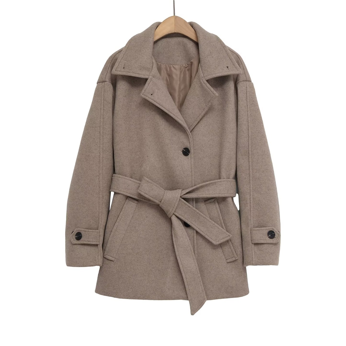Women's Fashionable Elegant Collar With Belt Soft Coats