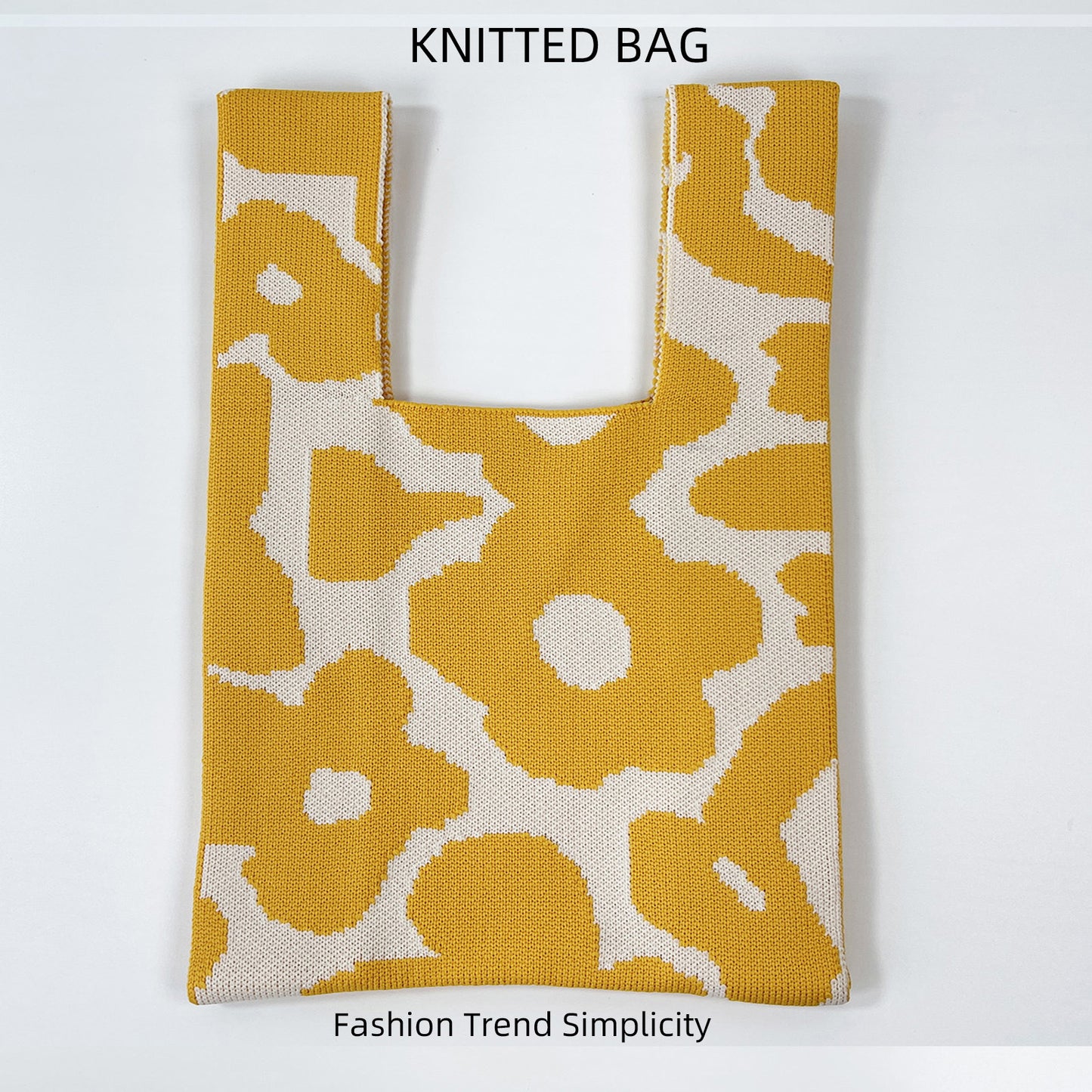 Women's Flower Knitted Large Capacity Totes Wrist Handbags