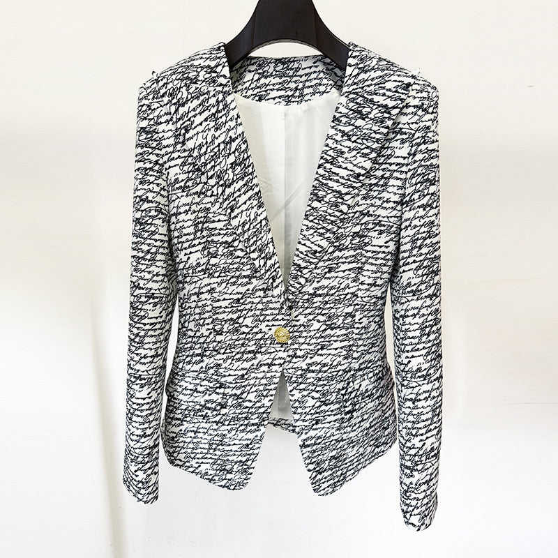 Fashion English Letter Print One Button Small Suit
