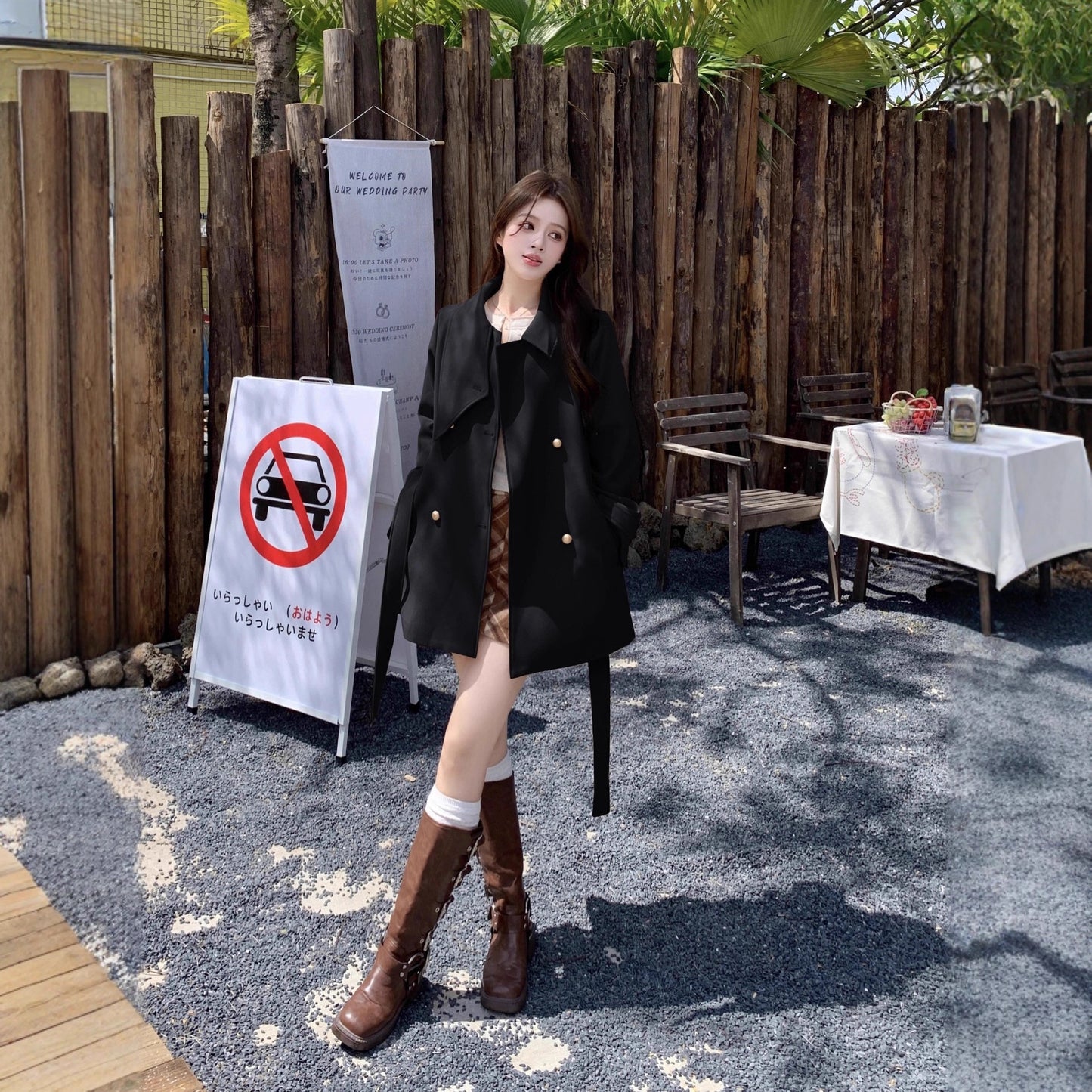 Style Double Breasted Windbreaker Female Fat Sister Coats