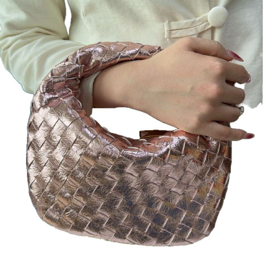 Elegant Dumpling Pleated Knotted Hand-woven Croissant Bags