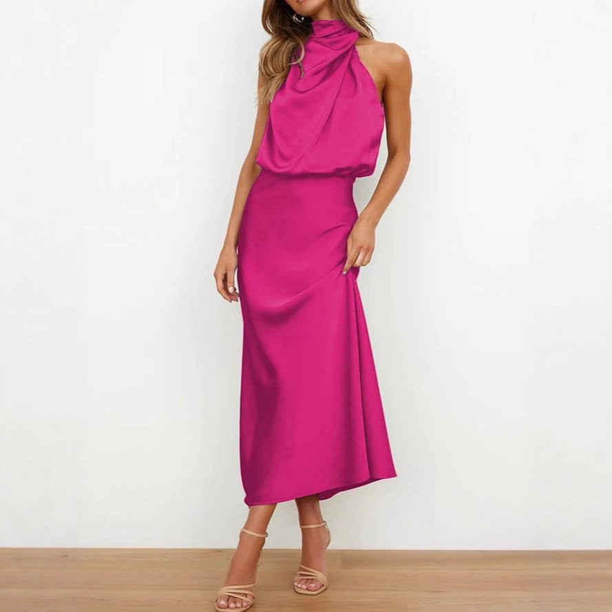 Premium Satin Sleeveless Fashion Elegant Graceful Dress
