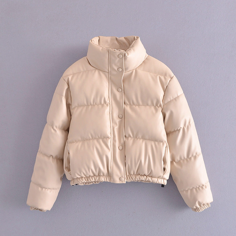 Women's Winter Urban Casual Faux Leather Cotton Coats